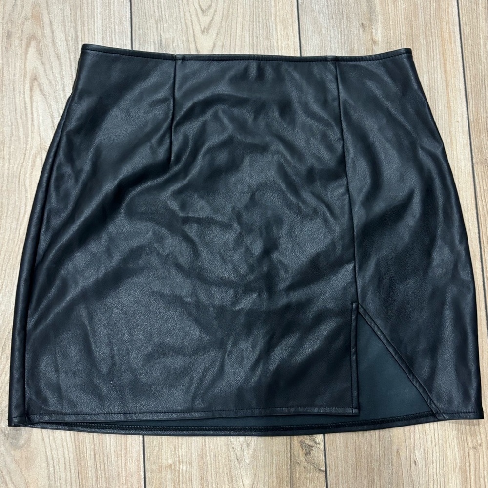 Garage Black Faux Leather Mini Skirt